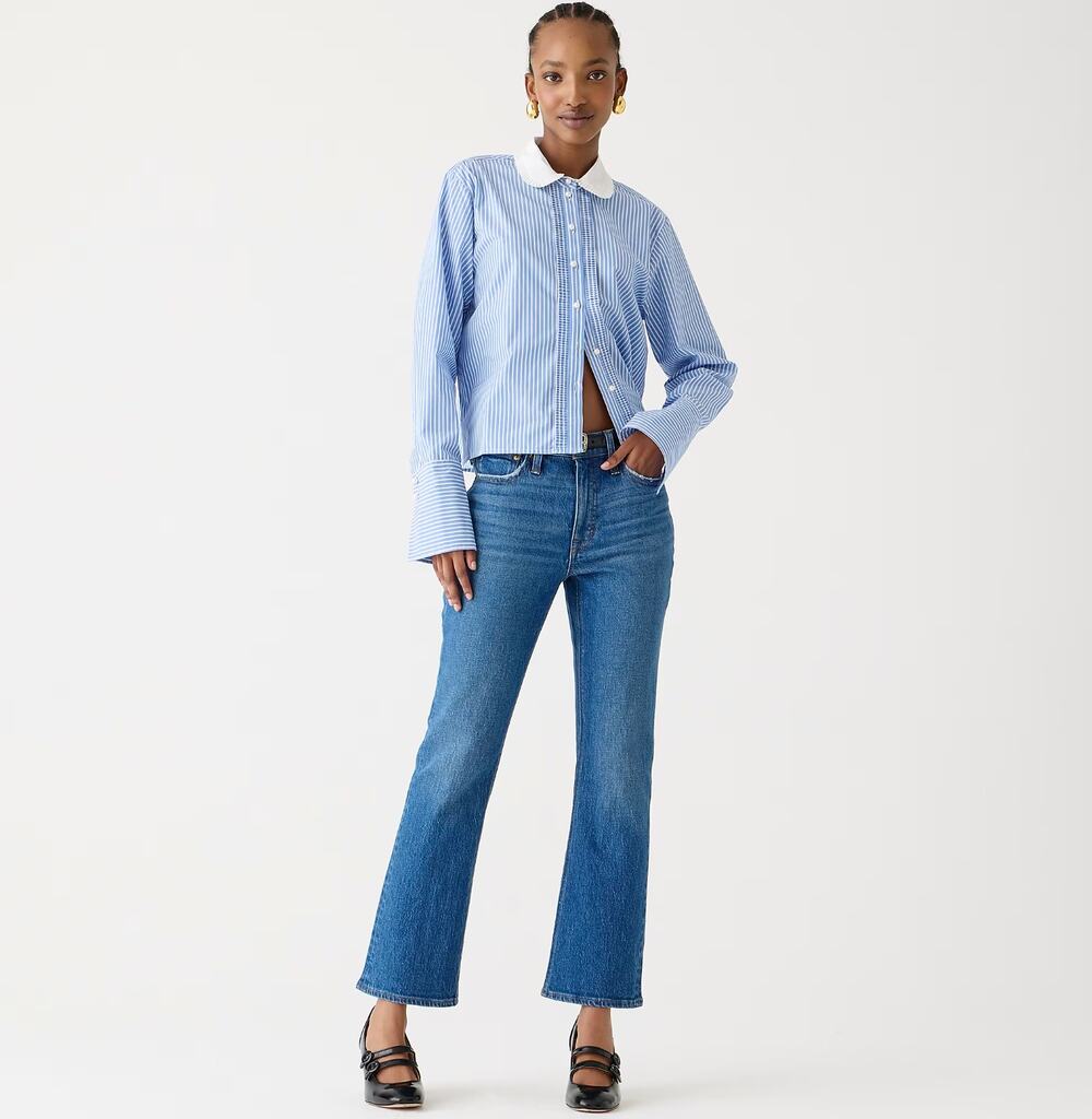 NEW J.Crew Petite 9" Demi Boot Crop Jean Wedgewood Wash Blue Womens US 27